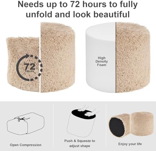 Hansleep Round Pouf Ottoman Foot Rest, 20 x 15 Inch - Image 4