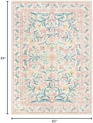 Wonnitar Pink Rugs for Nursery, 5x7 Washable Rug for Bedroom Girls, Boho Soft - Image 2