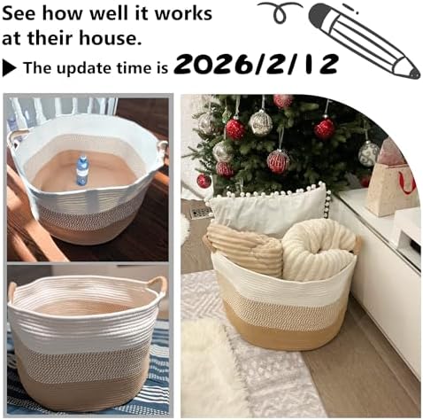 Artfeel 70L Large Cotton Rope Basket, Decorative Woven Blanket Storage - Image 7