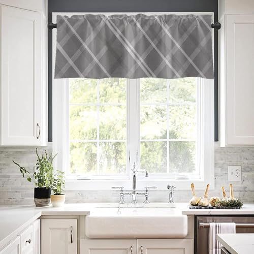 Emvency Valances for Windows, 2 Pack, 52x18 Inch, Plaid Checkered - Image 7