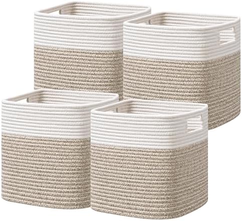 UBBCARE Set of 4 Storage Cubes-11 X 10.5 X 10.5 In, Cotton Rope Basket by UBBCARE