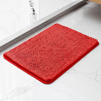 Chenille Bathroom Rug 17"x24" Red, Non-Slip Plush Bath Mat by Kildoss