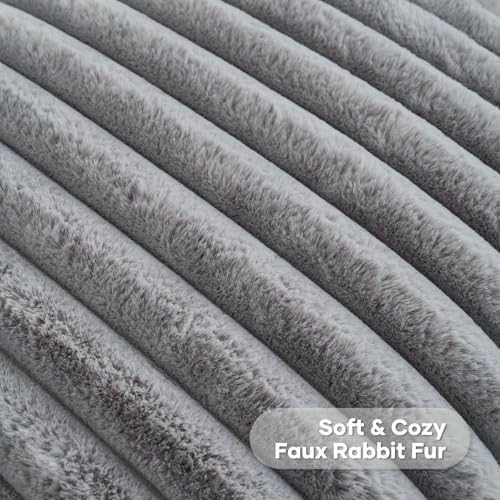 FUTEI Pack of 2 Faux Fur Throw Pillow Covers 24x24 Inch - Image 2