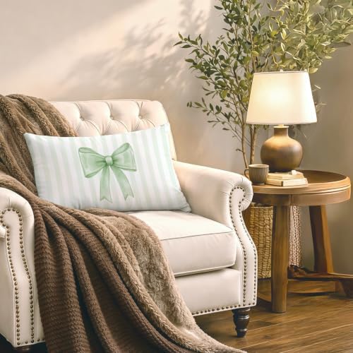 Sage Green Bow Pillow Covers 12x20, Coquette Room Decor, Preppy Pastel Green - Image 5