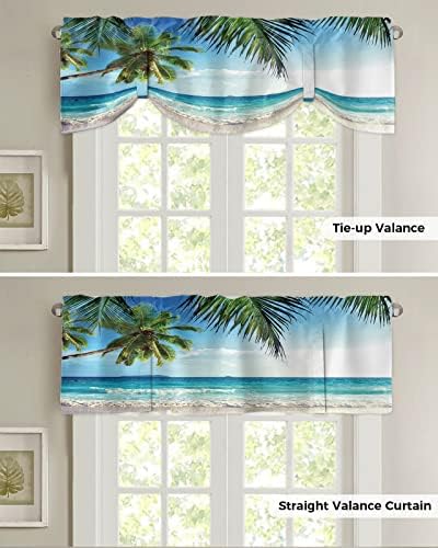 Vandarllin Palms Tree Ocean Blackout Tie Up Valance Curtains - Image 5