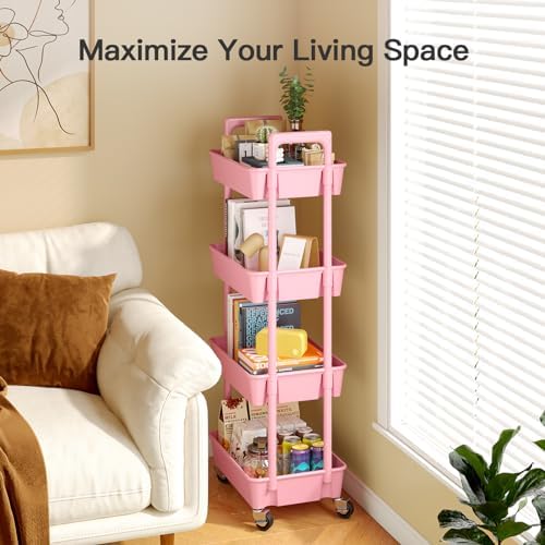 Pipishell 4 Tier Rolling Cart Organizer, Plastic Rolling Cart - Image 5
