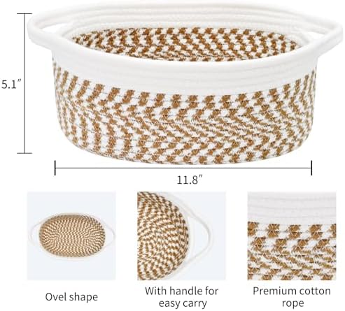 ABenkle Small Basket with Handles, Boho Decorative Rope Woven Dog Cat Toy - Image 2