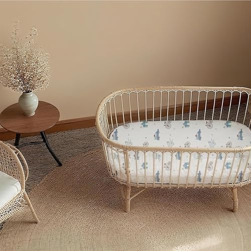 Muslin Bassinet Sheets 2 Pack, Universal Cotton Fitted Baby Mattress Sheet - Image 3