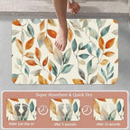 Autumn Leaves Bath Mat, Fall Colorful Diatomaceous Earth Bath Mat, Rubber - Image 3