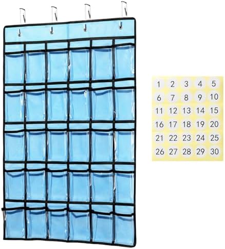KEEPJOY Classroom Pocket Chart for Cellphone Calculator Holder, 30 Clear Pocket by KEEPJOY