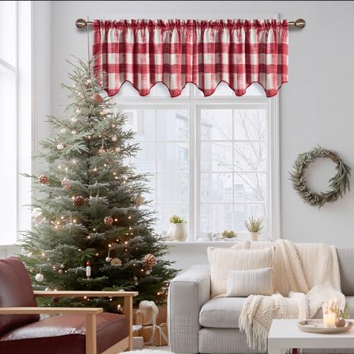 NICETOWN Christmas Red Plaid Valances - Image 5