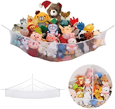 Large Stuffed Animal Net Hammock Corner Toy Organizer by INSFITY
