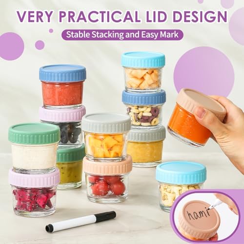 DRKIO 12 pcs Baby Food Storage Containers 4 Oz Small Glass Jars - Image 5