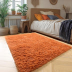 Amdrebio Burnt Orange Fall Shag Plush Area Rug 4x6 - Image 3