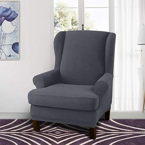 Granbest Premium Water Repellent Wingback Chair Cover 2-Piece High Stretch - Image 2