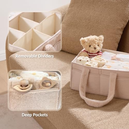 luxury little Soft Baby Diaper Caddy Organizer, Nursery Storage Basket - Image 5