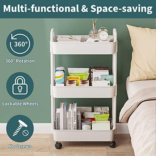 EZ COZY 3 Tier Rolling Cart, Plastic Diaper Cart Organizer - Image 4