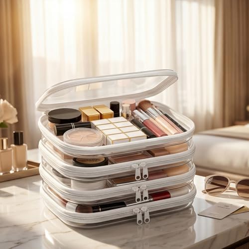 4 Pack Clear Hard Shell Zipper Case, Diaper Bag Organizer Pouches, Transparent - Image 4