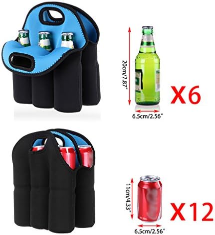 Hipiwe 6 Slot Beer Bottles Can Carrier Tote Insulated Neoprene Cooler Bag - Image 3