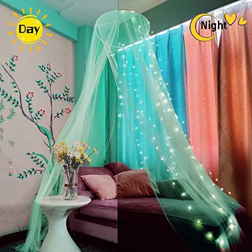 Bed Canopy Mosquito Net with 250pcs Warm White Curtain Lights, Bed Canopy - Image 2