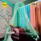 Bed Canopy Mosquito Net with 250pcs Warm White Curtain Lights, Bed Canopy - Image 2