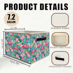 Pink Floral Flamingo Storage Bins Basket, Flamingo Gifts - Image 6
