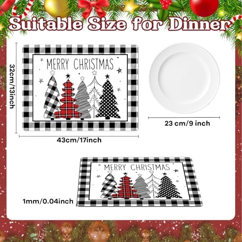 Christmas Placemats Set of 6 Xmas Trees Plastic Table Mat 17×13×0.04in - Image 2