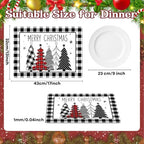 Christmas Placemats Set of 6 Xmas Trees Plastic Table Mat 17×13×0.04in - Image 2