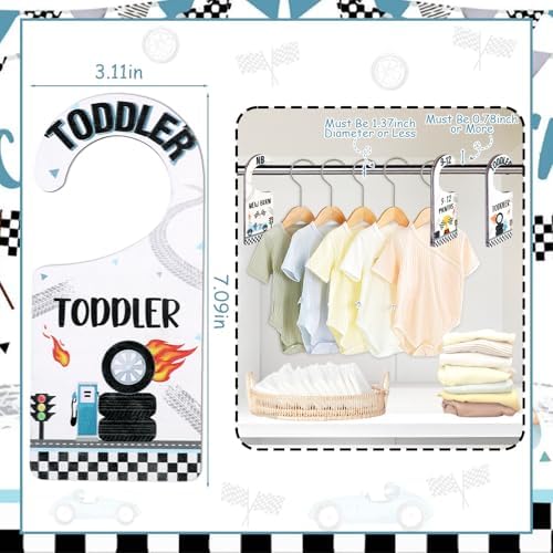 Baby Closet Dividers 8PCS, Racing/Race Car Theme Wooden Double-Sided Clothes - Image 2