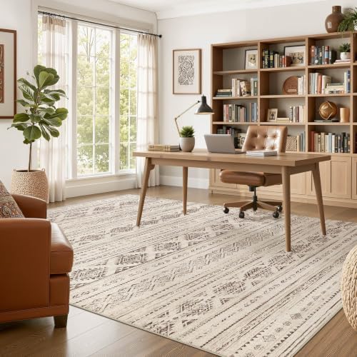 Nakagishi Boho 9x12 Area Rug Living Room Rugs Machine Washable Dark Brown - Image 5