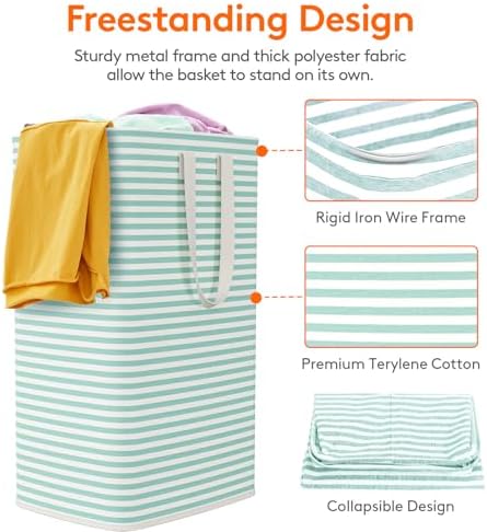 Lifewit 80L Large Laundry Baskets, 2 Pack, Reinforced Handles, Sage Green - Image 2