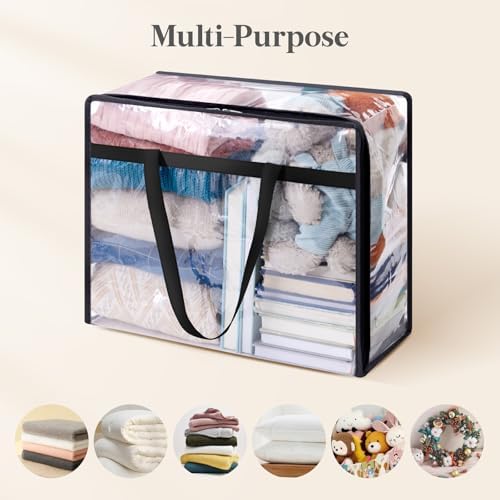 Lifewit 45L Clear Clothes Storage Bags, Plastic Foldable Blanket Storage Bag - Image 5