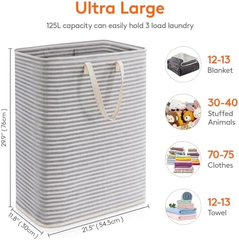 Lifewit 125L Large Laundry Baskets, 1 Pack, Reinforced Handles - Image 4