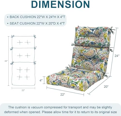 DYTXIII Outdoor High Back Chair Cushions Set of 2, Water Repellent Tufted - Image 3