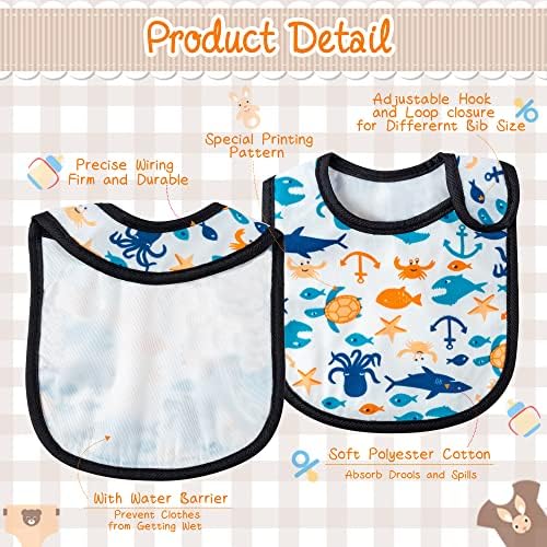 7Pcs Cotton Waterproof Baby Bibs Hook Loop Closure Newborn Bib Keepsake Baby - Image 3