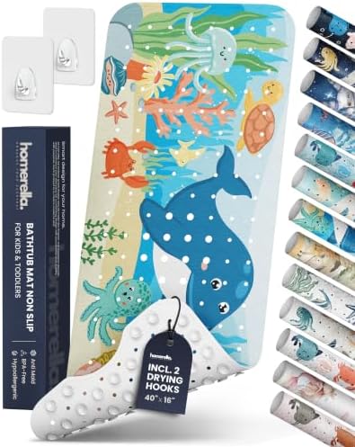homerella Bathtub Mat Non Slip Kids 40x16 Baby Bath Mat Non Slip Anti Mold by Homerella