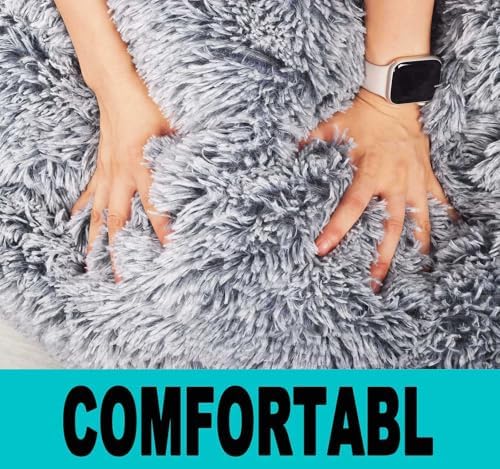 Fluffy Stuffed Animal Storage Bean Bag Chair Cover, Faux Fur Comfy Bean Bag - Image 7
