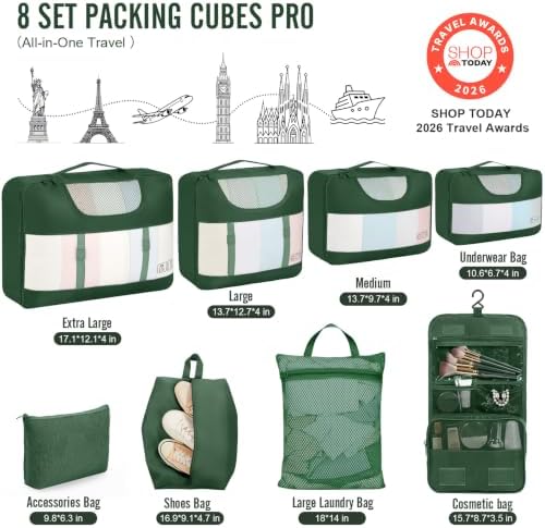 Veken 8 Set Packing Cubes for Travel Essentials, Anti-Wrinkle Buckled Suitcase - Image 2