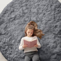 OLANLY Light Grey Round Rugs for Bedroom by OLANLY