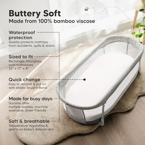 2pk Waterproof Bassinet Sheets Boy, 33x17 Mattress Cover - Image 2