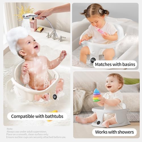 Baby Bath Seat 6+ Months with Temp Display Non-Slip Suction Base Tub Seat - Image 7