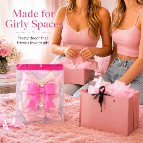 2 Pack Pink Bow Curtain Tiebacks - Image 4