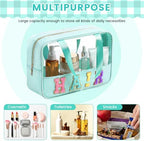 Sanwuta Seersucker Hair Bag Chenille Letter Clear Makeup Bag - Image 3