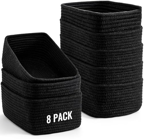 8 Pack Small Storage Baskets for Organizing, Woven Rope Bins for Bathroom by Unknown