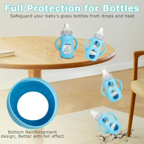 Silicone Sleeves with Handles for Mam Glass Baby Bottles 9oz, Anti Breakage - Image 2
