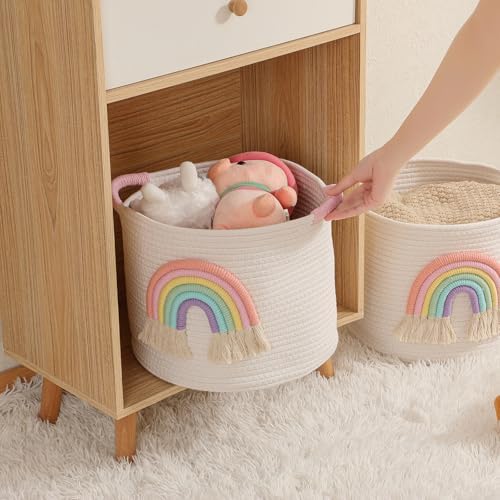 Toy Storage Baskets Woven Cotton Rope Storage Basket - Image 4
