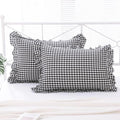 2 Pack Black White Gingham Ruffle Pillow Shams King Size 20"x36" by KMASANIJI