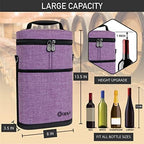 opux 2 Bottle Wine Carrier Tote, Insulated Leakproof Wine Cooler Bag, Wine - Image 3