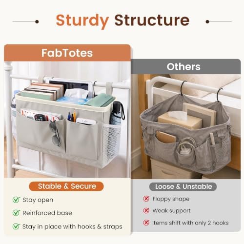Fab totes Bedside Caddy for Dorm Bed, Bedside Storage Bag Hanging Organizer - Image 2