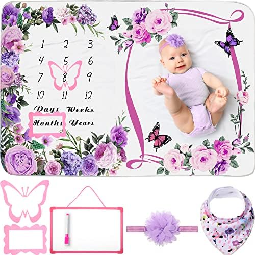 Chumia 6 Pcs Baby Monthly Milestone Blanket, Girl 60"x40" by Chumia